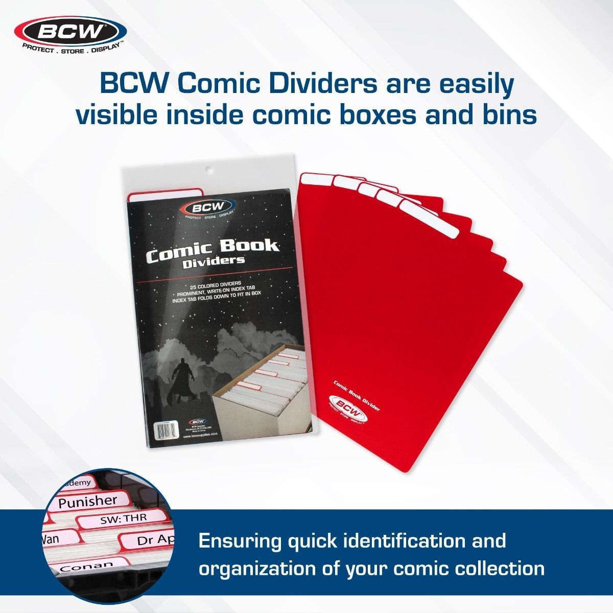 25 BCW Red Comic Book Plastic Dividers With Folding Write On Tab Free Shipping