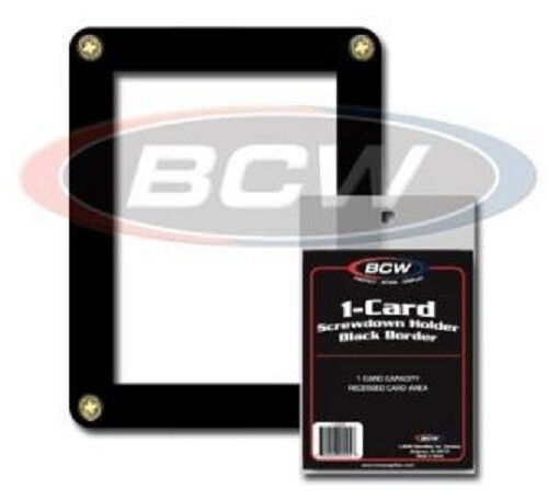 3 BCW High Quality Single Card Screwdown Clear Holders Black Border 4 1/2×3 1/2