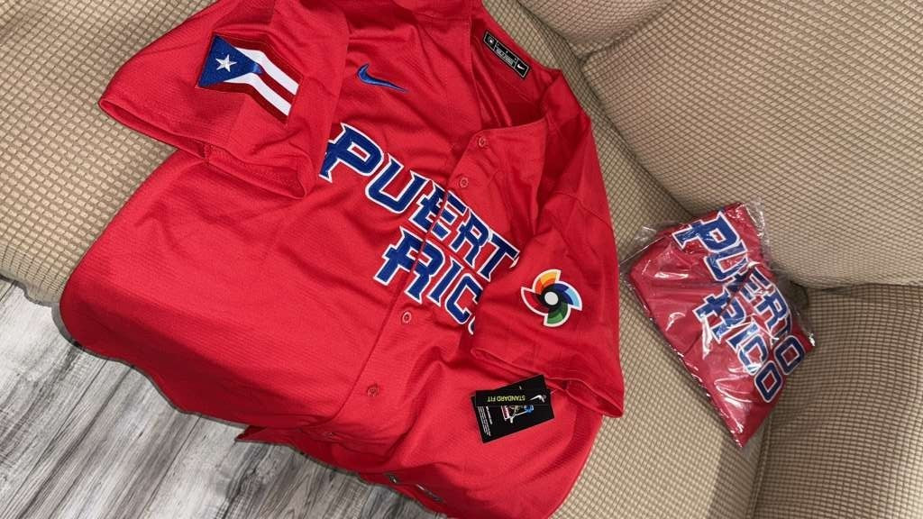 Men’s Puerto Rico Baseball Blank 2023 Red World Baseball Classic Jersey (Size L)