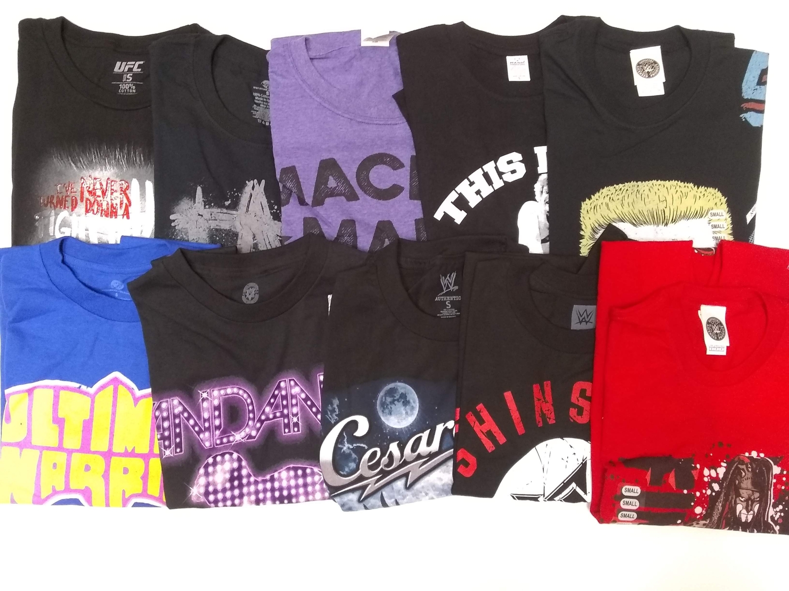 Lot of 10 Men Size Small RANDOM WWE T-shirts | Cena Orton Undertaker The Rock…