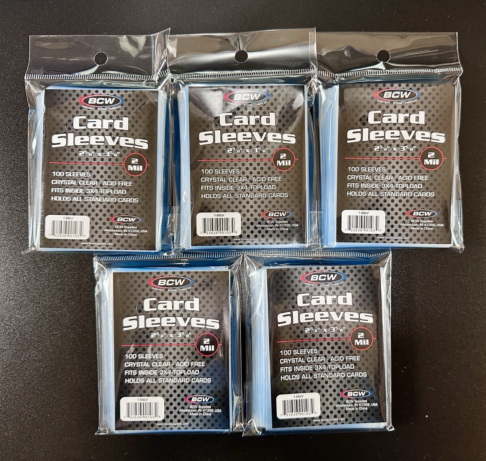 BCW Penny Card Soft Sleeves 5 Packs of 100 for Standard Sized Cards = 500