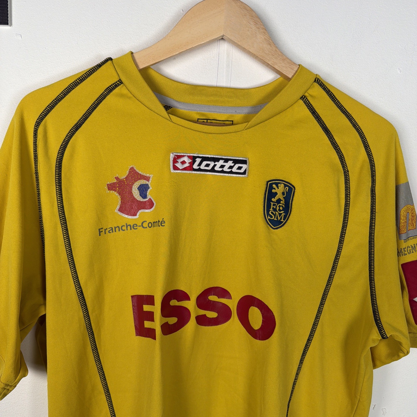 FC Sochaux 2004-2005 Home Football Jersey Mens XL Yellow Stretch Lotto France 10