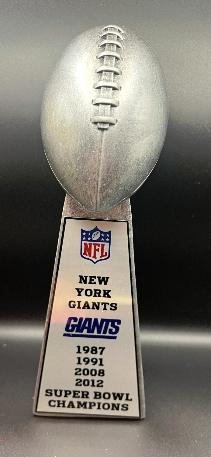 15″ NEW YORK GIANTS SUPER BOWL TROPHY LOMBARDI STYLE SILVER TONE HVY RESIN