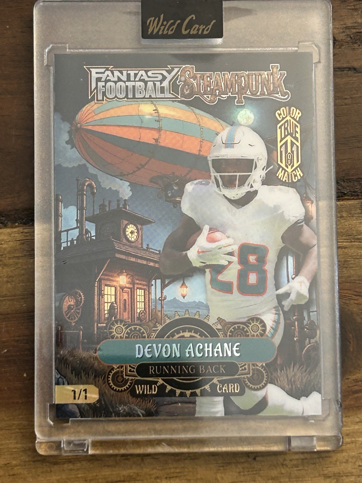 2026 Wild Card Football Steampunk Devon Achane TRUE 1/1 Color Match Zeppelin