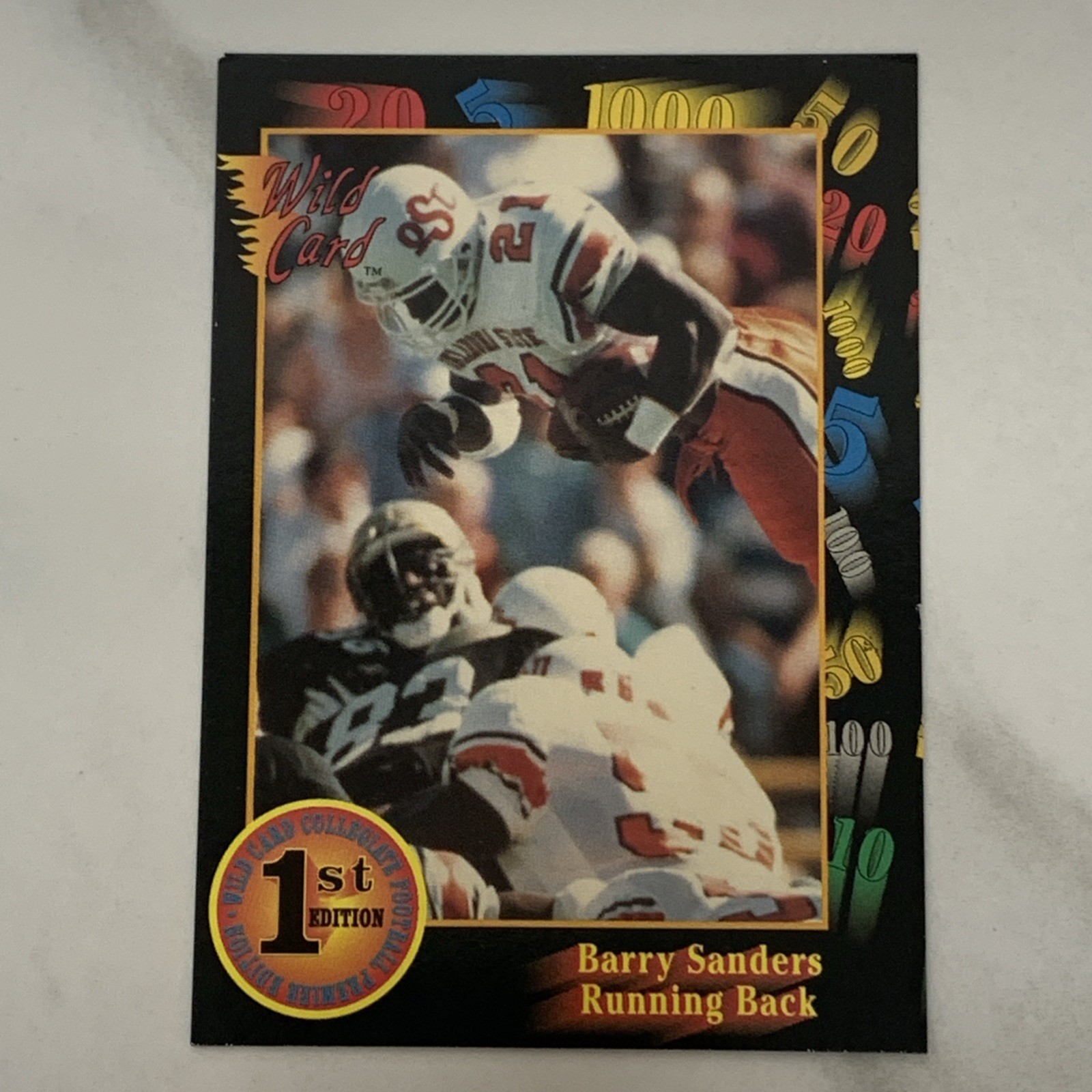 BARRY SANDERS 1991 Wild Card Collegiate Football # 106 1st Edition NOT MINT
