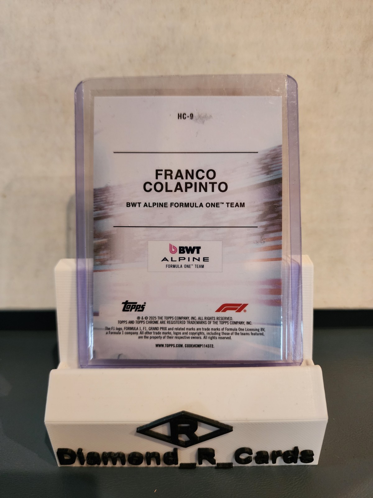 2025 FRANCO COLAPINTO HELMET COLLECTION~Topps Chrome Formula 1 F1 Card~#HC-9