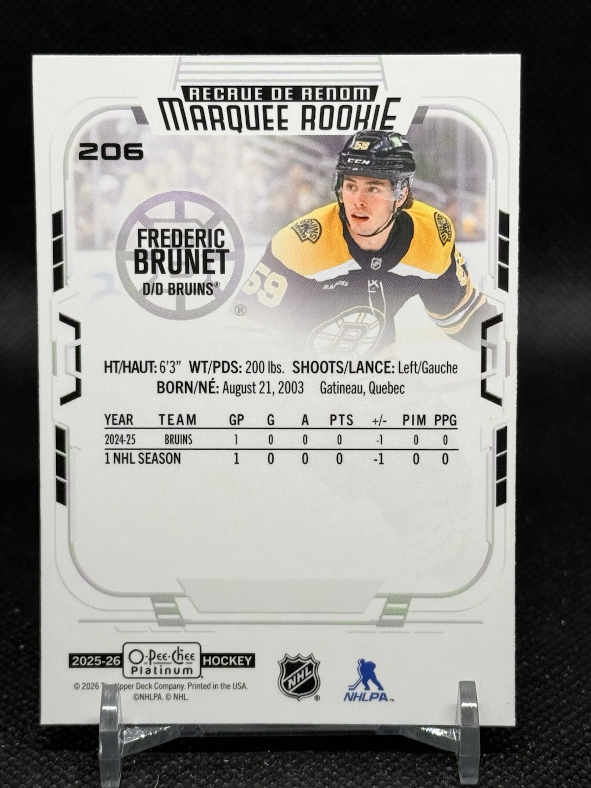 2025-26 O-Pee-Chee Platinum – Marquee Rookies Frederic Brunet #206 (RC)