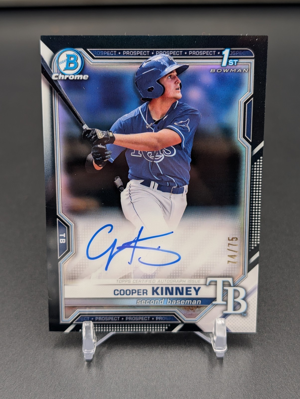 2021 Bowman Draft Cooper Kinney 1st Chrome Black Refractor Auto/75 #CDA-CK Rays
