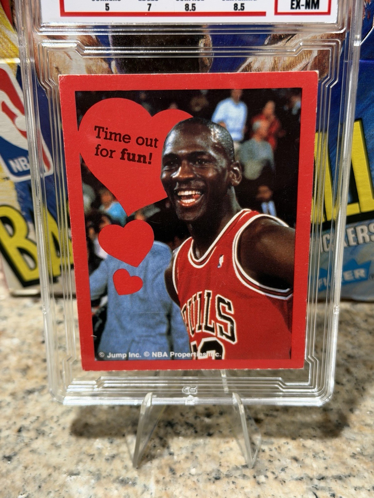 Michael Jordan 1990 Jump Inc Time Out for Fun Valentines Card Graded CG 6 Bulls