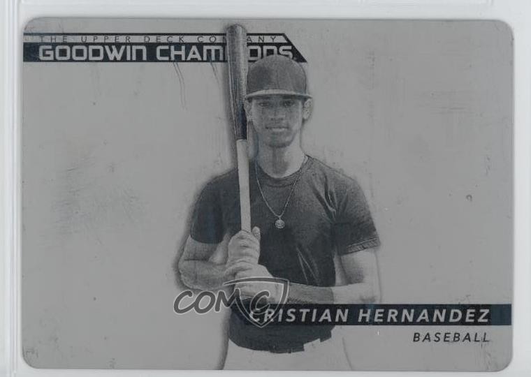 2022 Goodwin Champions Printing Plate Black 1/1 Cristian Hernandez #76 0c3
