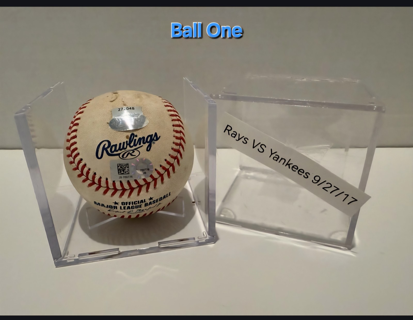 Game Used Baseball Rays vs Yankees 9/27/17 MLB Holo Steiner LOA Authentic OMLB