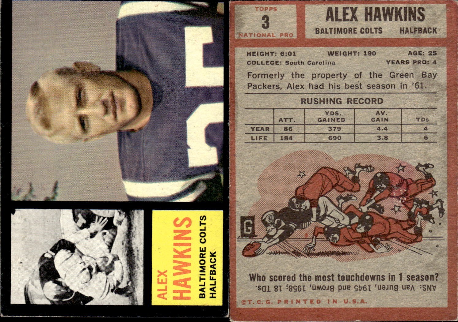 1962 Topps Football Complete Your Set #1-100 You Pick!