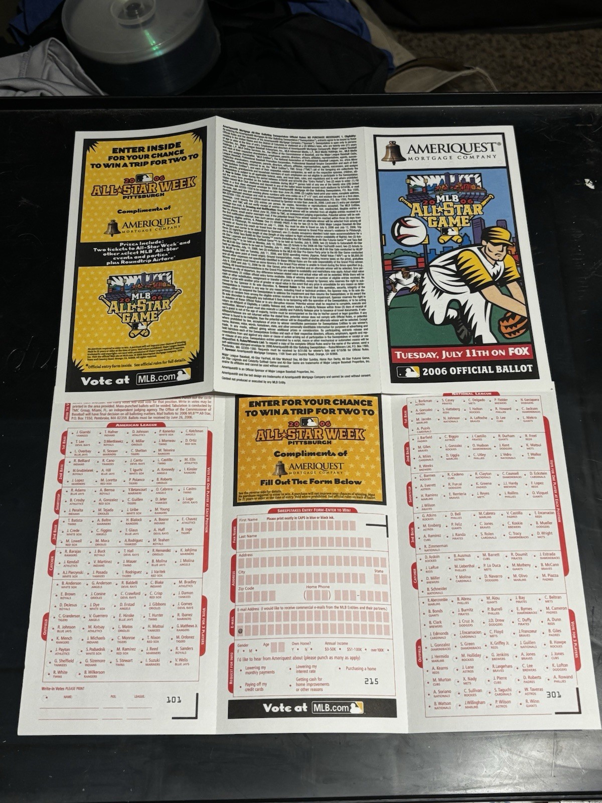 2006 MLB All Star Game Ballot – Pittsburgh Pirates – PNC Park – Ameriquest