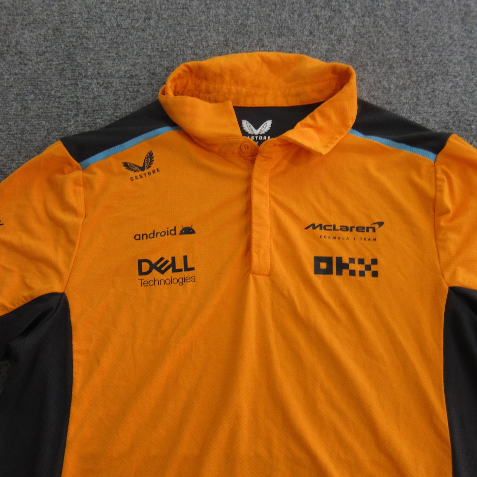 McLaren Formula 1 Team Polo Shirt Mens Medium Orange Racing Castore OKX Dell