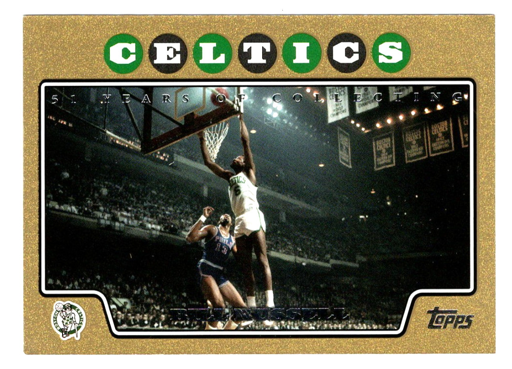 BILL RUSSELL 2008 TOPPS GOLD /2008 #175 BOSTON CELTICS HOF DUNK WILT CHAMBERLAIN