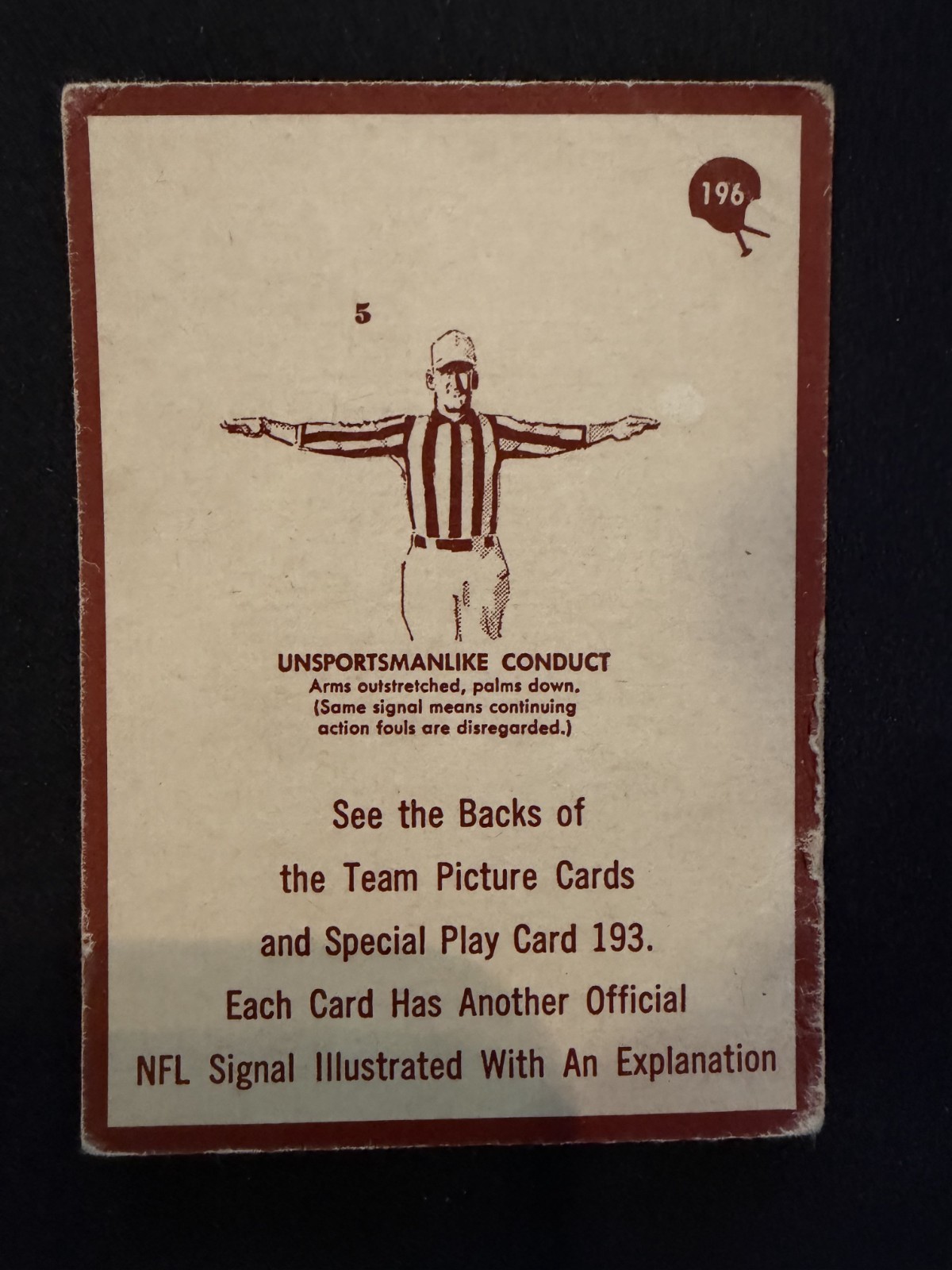 1967 Philadelphia NFL Signals crease #196 EX