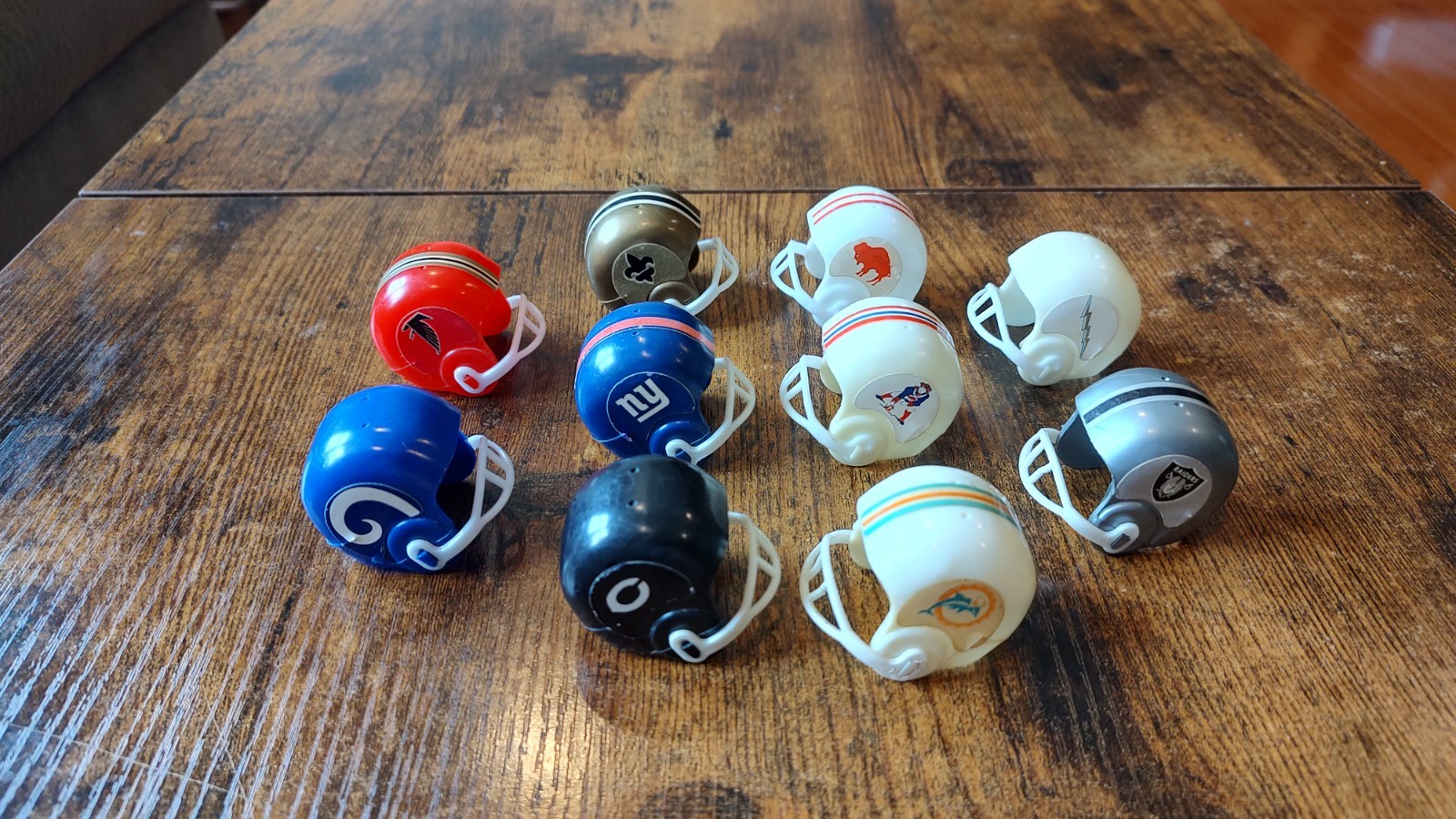 Lot of 11 Vintage 1960s NFL Mini Gumball Football Helmets Hong Kong RARE