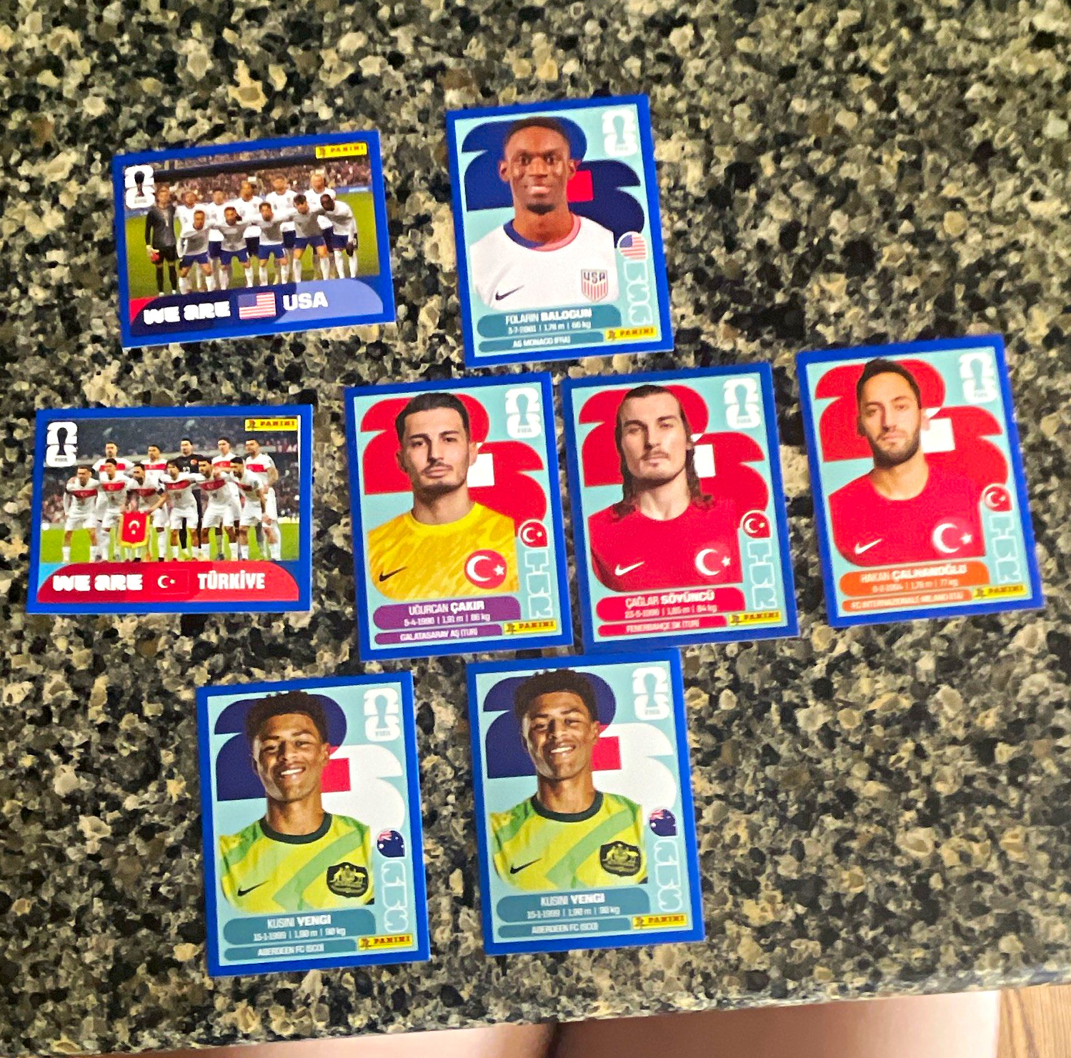 Panini FIFA World Cup 2026 Sticker Lot 7 Non-Stuck USA Türkiye AUS BLUE BORDER