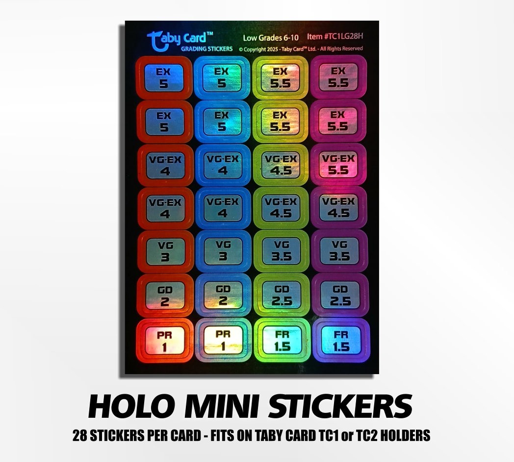 280 pc. Taby Card™ Grading Mini Stickers Set Holo Low Grades – #TC1LG28H