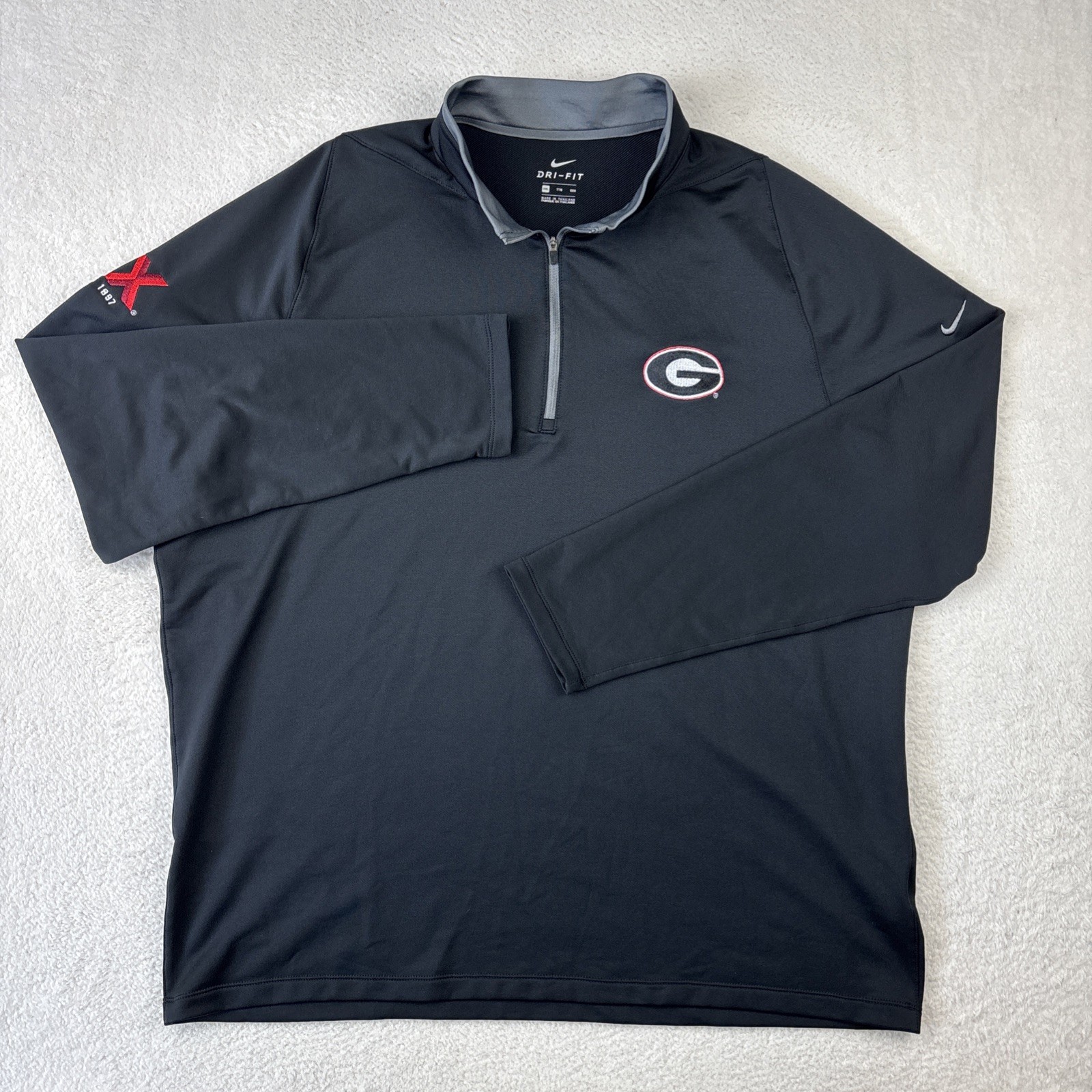 GEORGIA BULLDOGS x NIKE Mens 1/4 Zip 2XL Black Dri-FIT Performance Pullover UGA