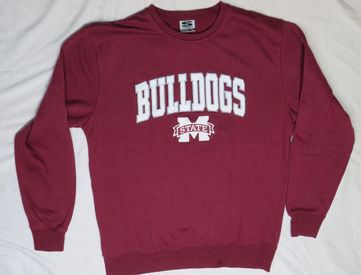 MISSISSIPPI STATE BULLDOGS MENS SHIRT LARGE MAROON RED CREW FLEECE SWEATSHIRT