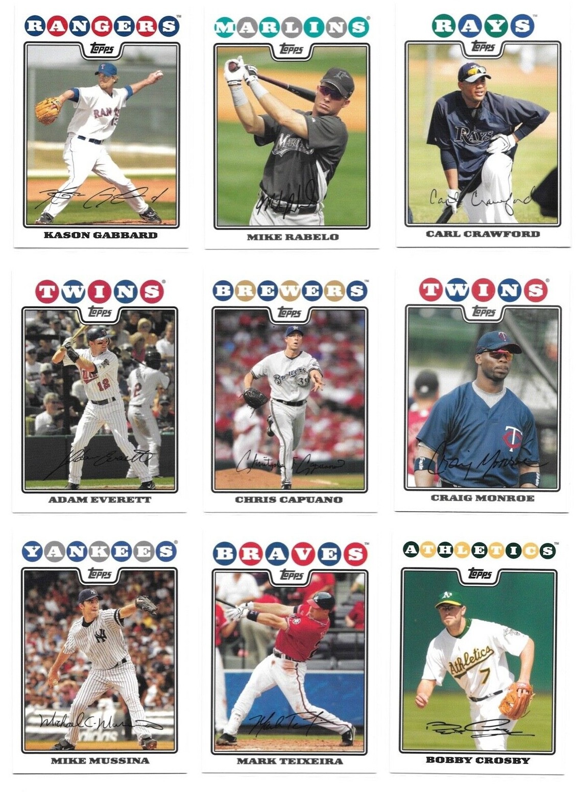 2008 Topps Baseball Trading Cards / Pick / Choose from list #s 251 – 500 / mb7
