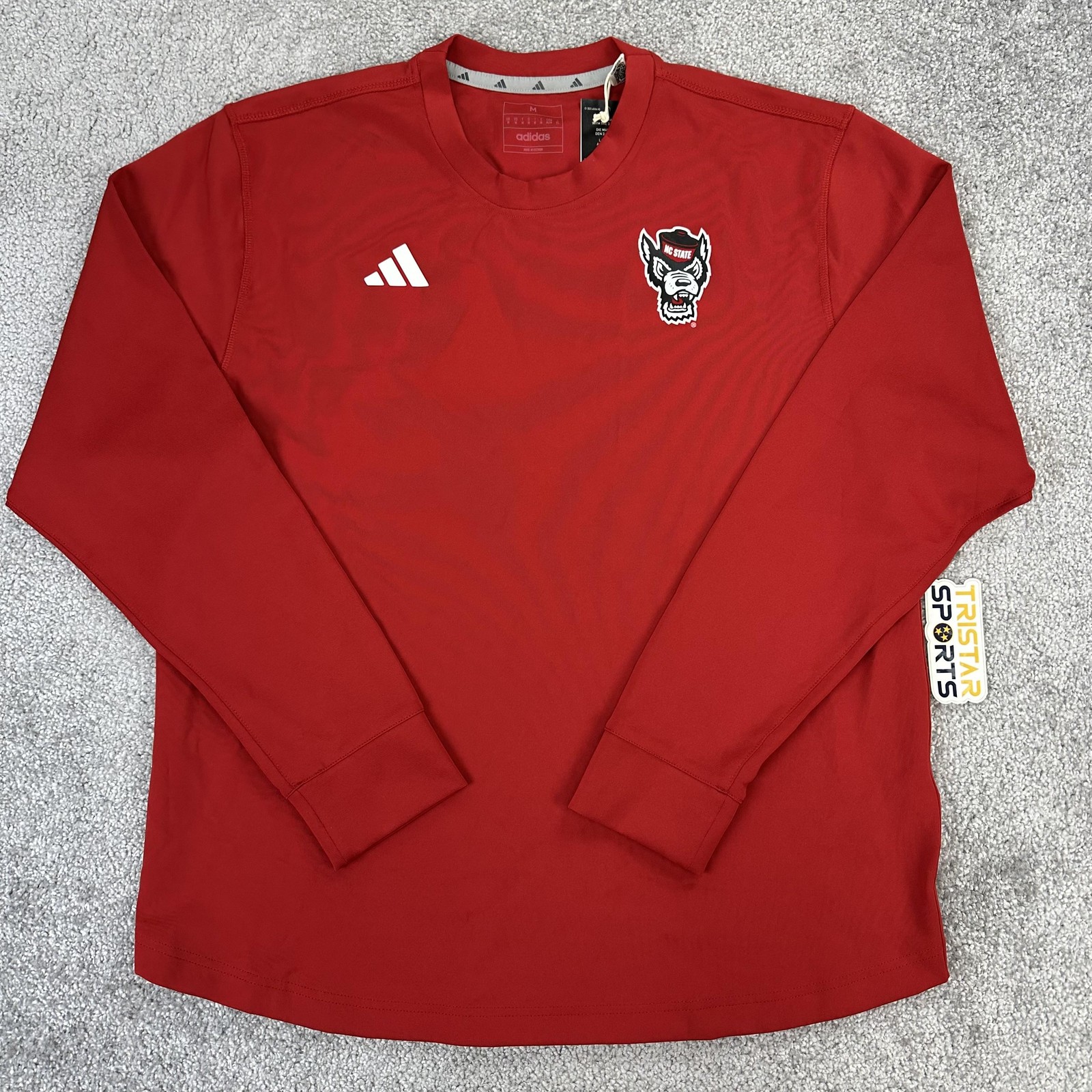 North Carolina State Wolfpack Shirt Mens Medium Red NCAA Long Sleeve Adidas