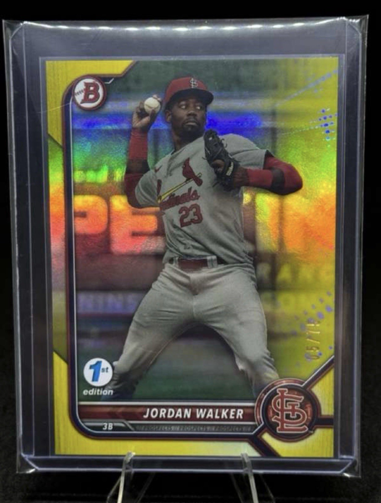 2022 Bowman Draft 1st Edition Jordan Walker Yellow /75 BD‑36 Cardinals