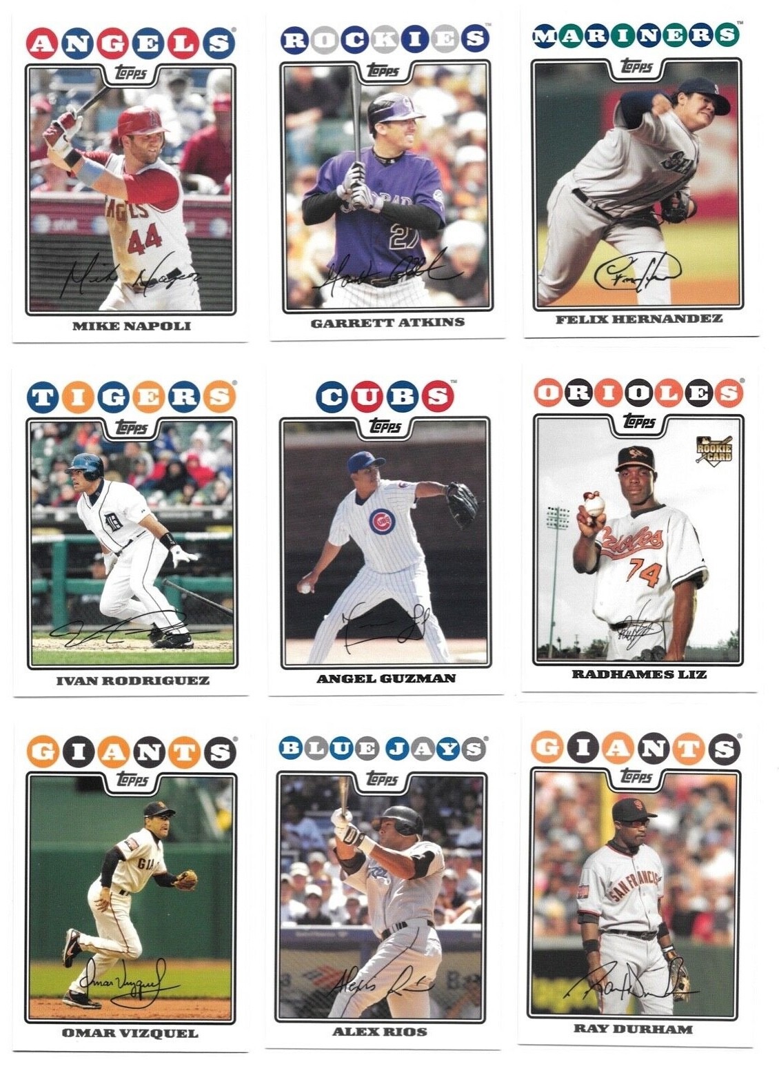 2008 Topps Baseball Trading Cards / Choose from list #s 1 – 250 / mb7