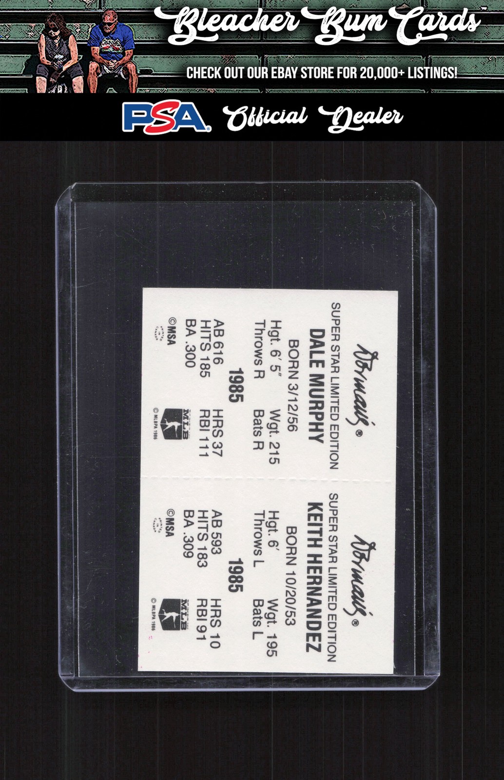 1986 Dorman’s Super Stars NNO Keith Hernandez / Dale Murphy Panels