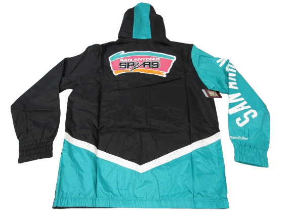 New San Antonio Spurs Mens Mitchell & Ness Full Zip Windbreaker Jacket $135