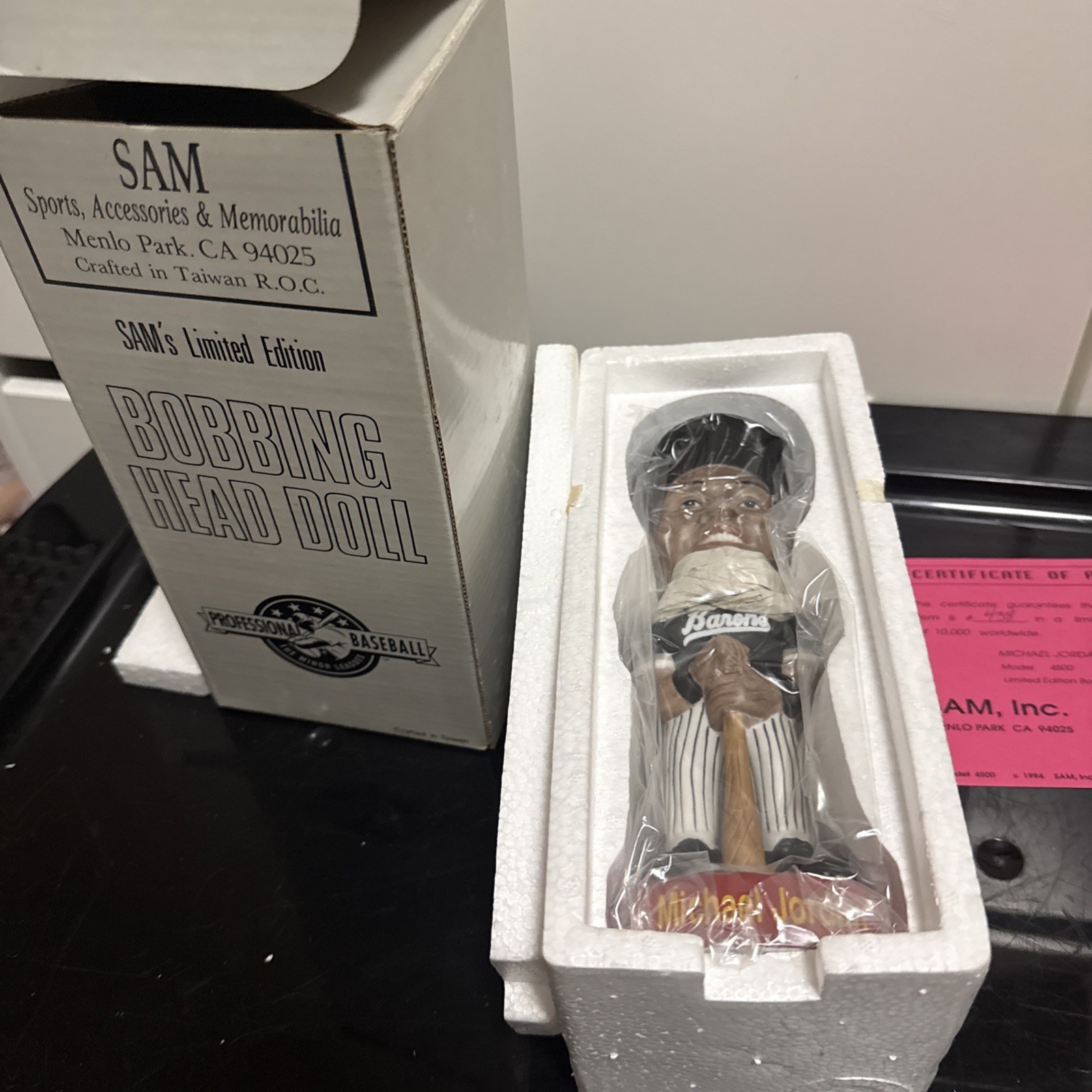 1994 SAM Bobblehead Michael Jordan Birmingham Barons W/COA & Box Never Taken Out
