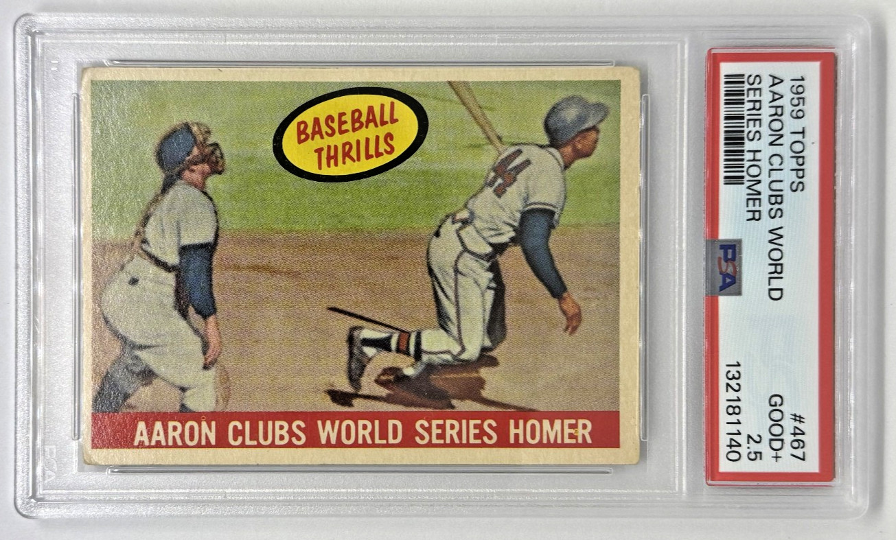 1959 Topps #467 Hank Aaron Clubs World Series Homer – PSA 2.5