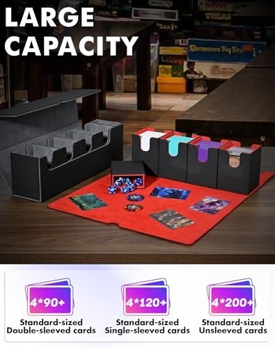 Card Deck Case 5 in 1 Holds 800 Unsleeved Cards Magnetic Closure Leather Dice