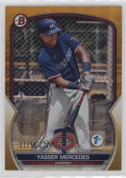 2023 Bowman 1st Edition Gold Foil 31/50 Yasser Mercedes #BPPF-99 0zt7