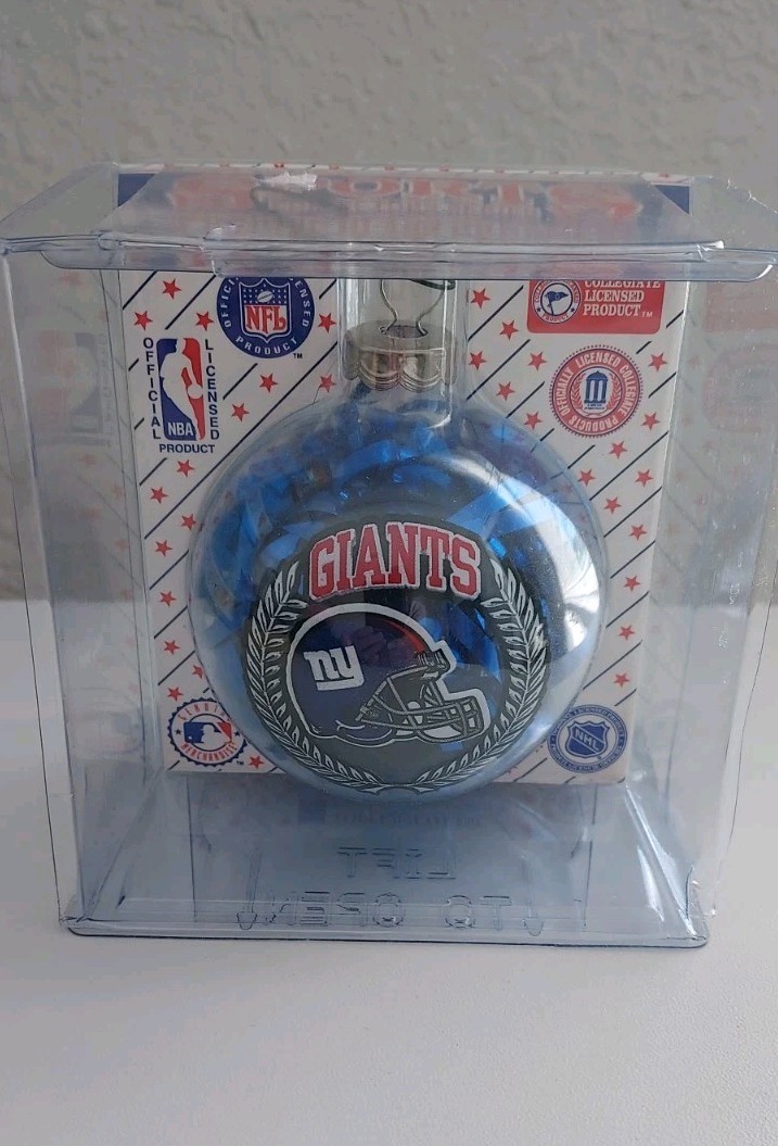 New York Giants Christmas Glass Ornament Box Collectible NFL Football USA