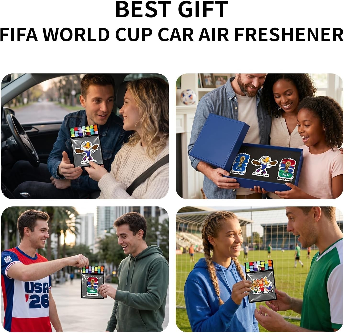 FIFA World Cup 2026 Official 3 Pack Car Air Freshener with Mascot Design.