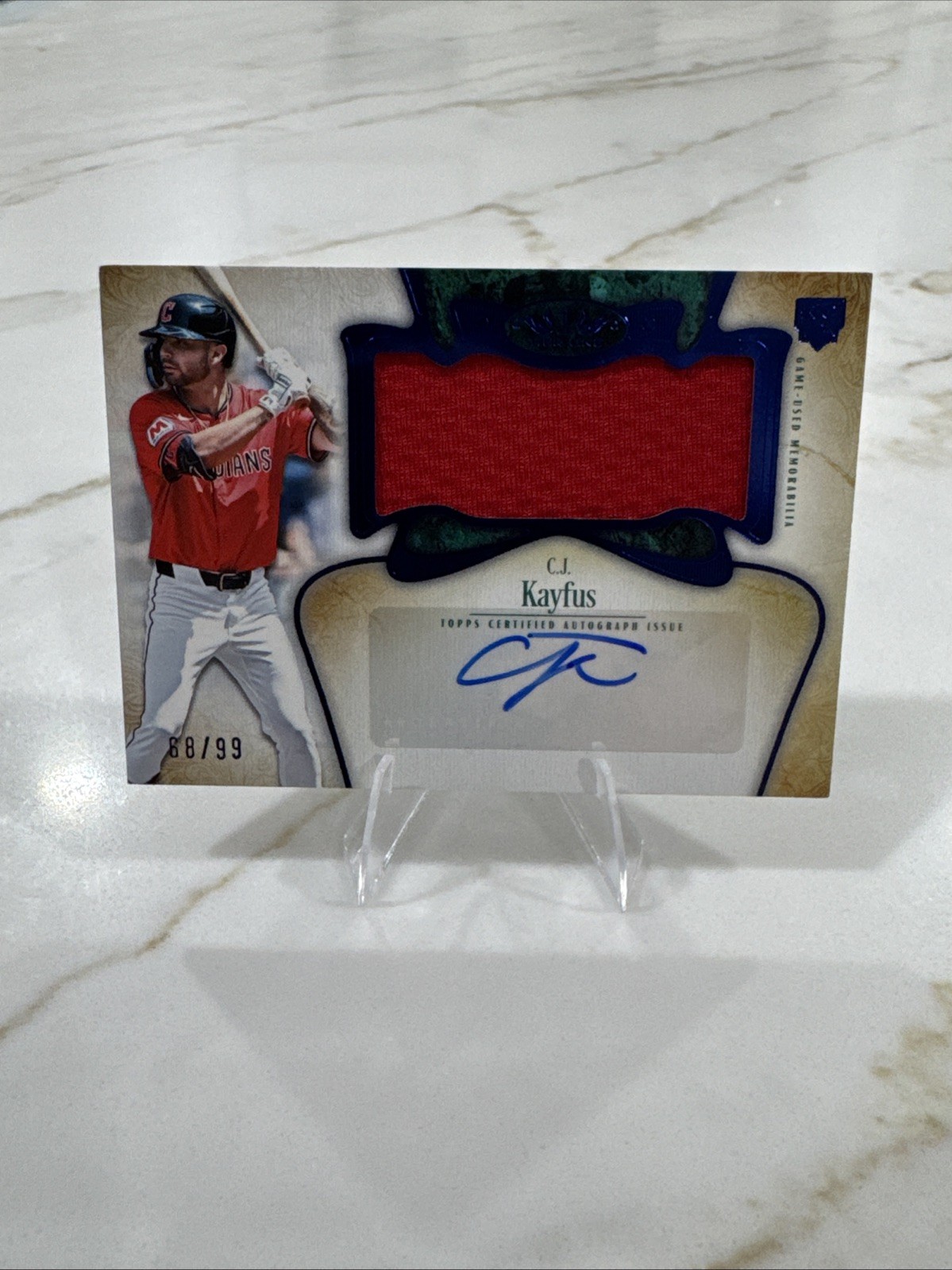 2026 Topps Tier One Blue Autographed Jumbo Patch Card Rookie C.J. Kayfus 68/99