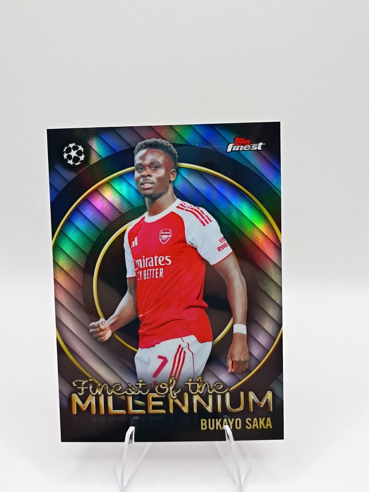 2025-26 Topps Finest UEFA Bukayo Saka Millennium Refractor -Arsenal