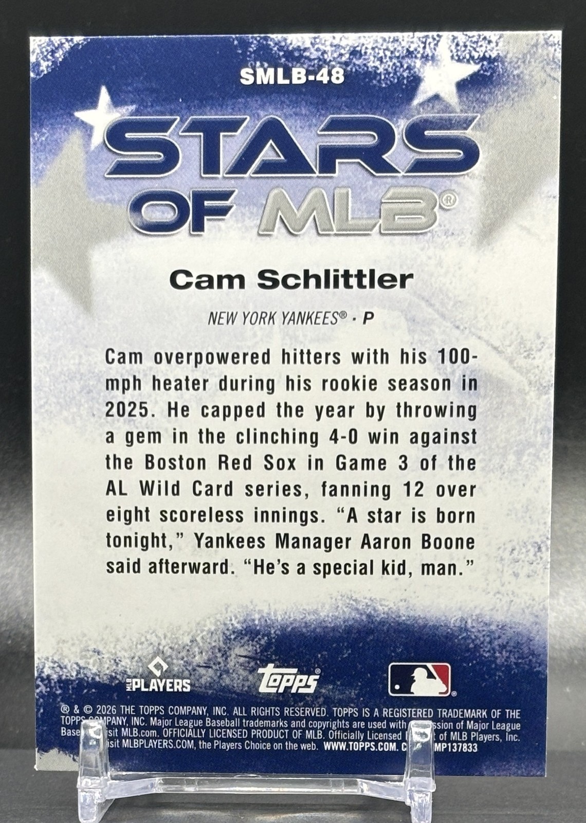 2026 Topps Series 2 #SMLB-48 Cam Schlittler NY Yankees Stars of the MLB Rookie