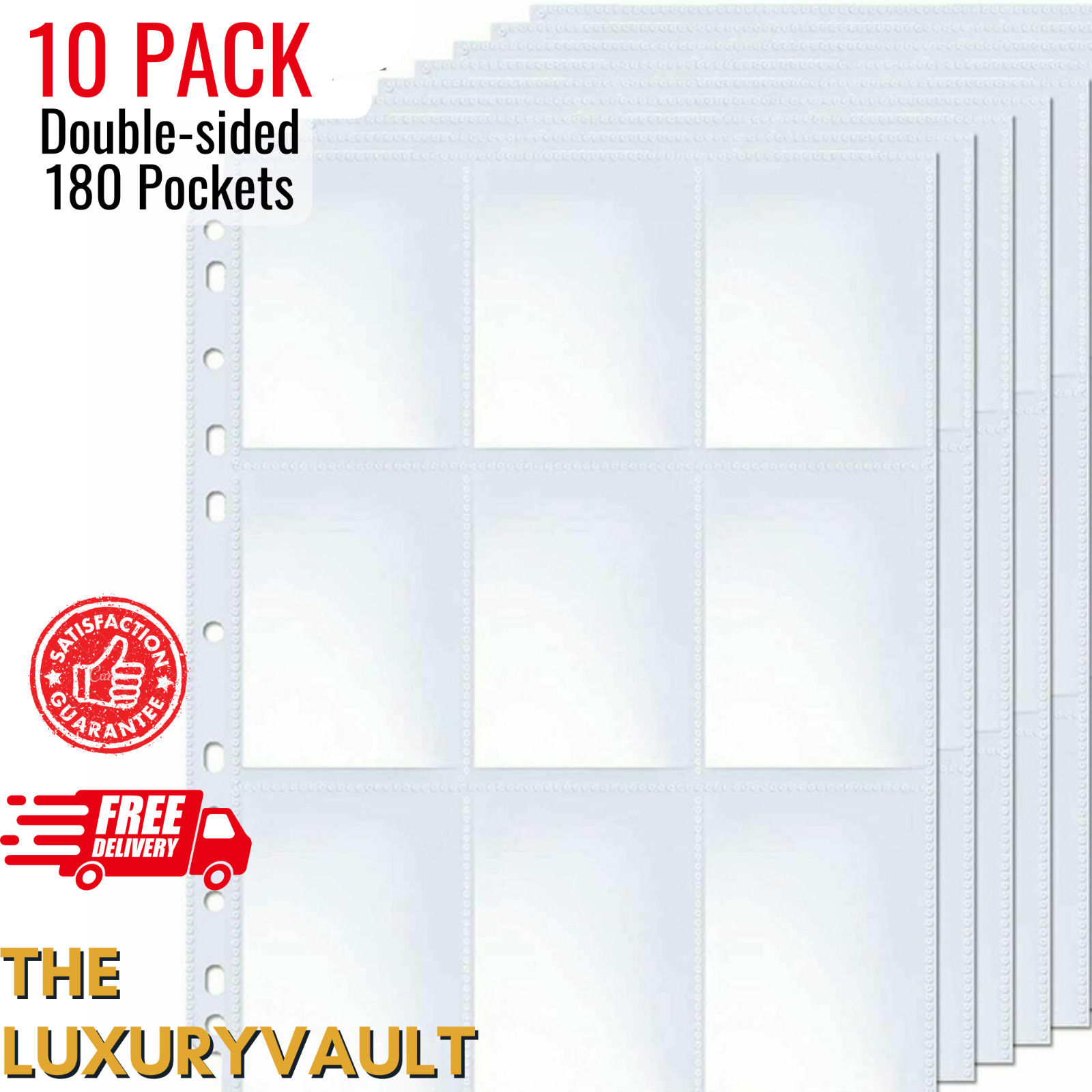 Trading Card Album Binder Protector Pages Sleeves 18 Pocket x 10 Sheets Baseball