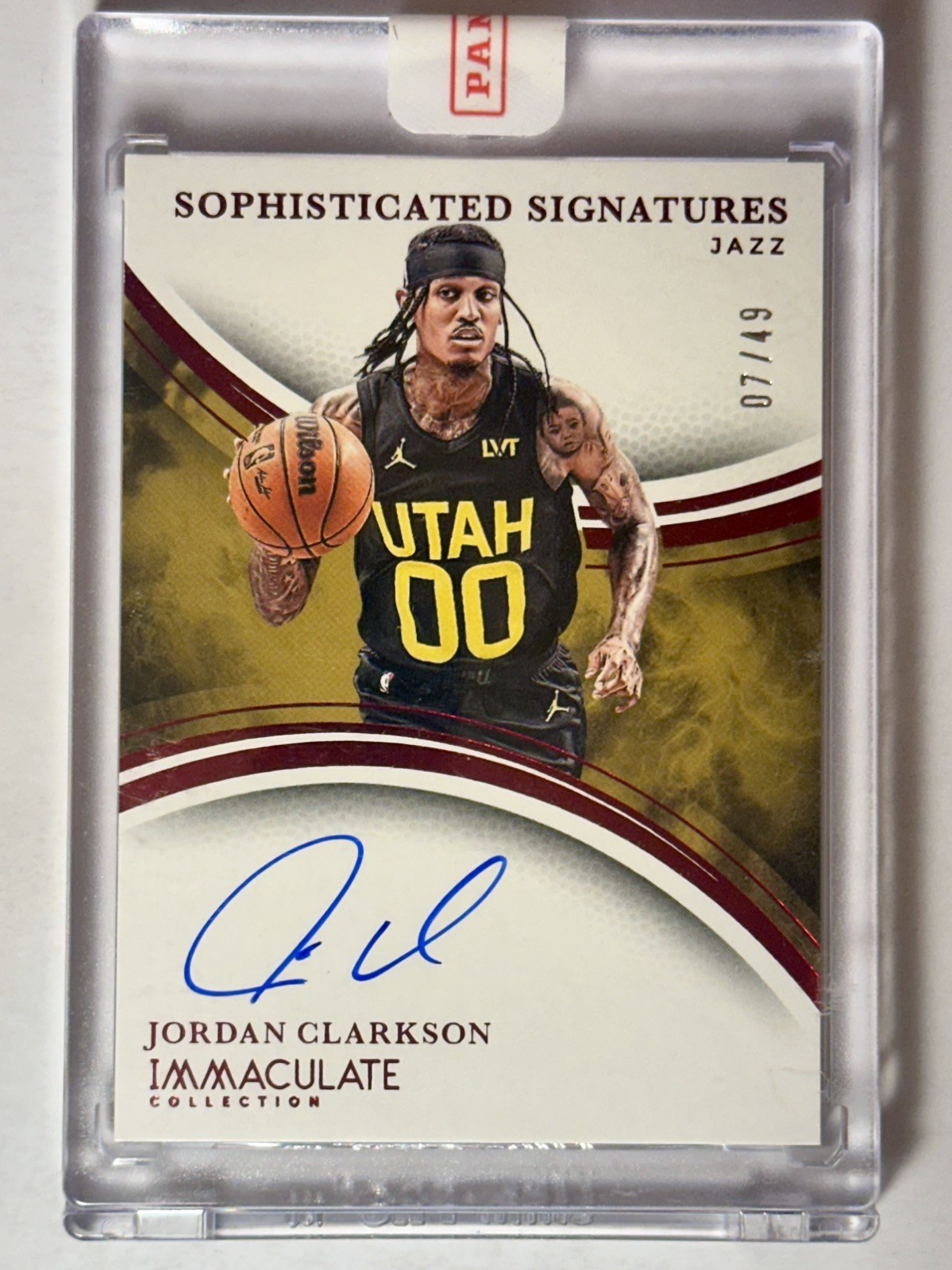 2024-25 Panini Immaculate Jordan Clarkson Sophisticated Signatures Red 7/49 Jazz