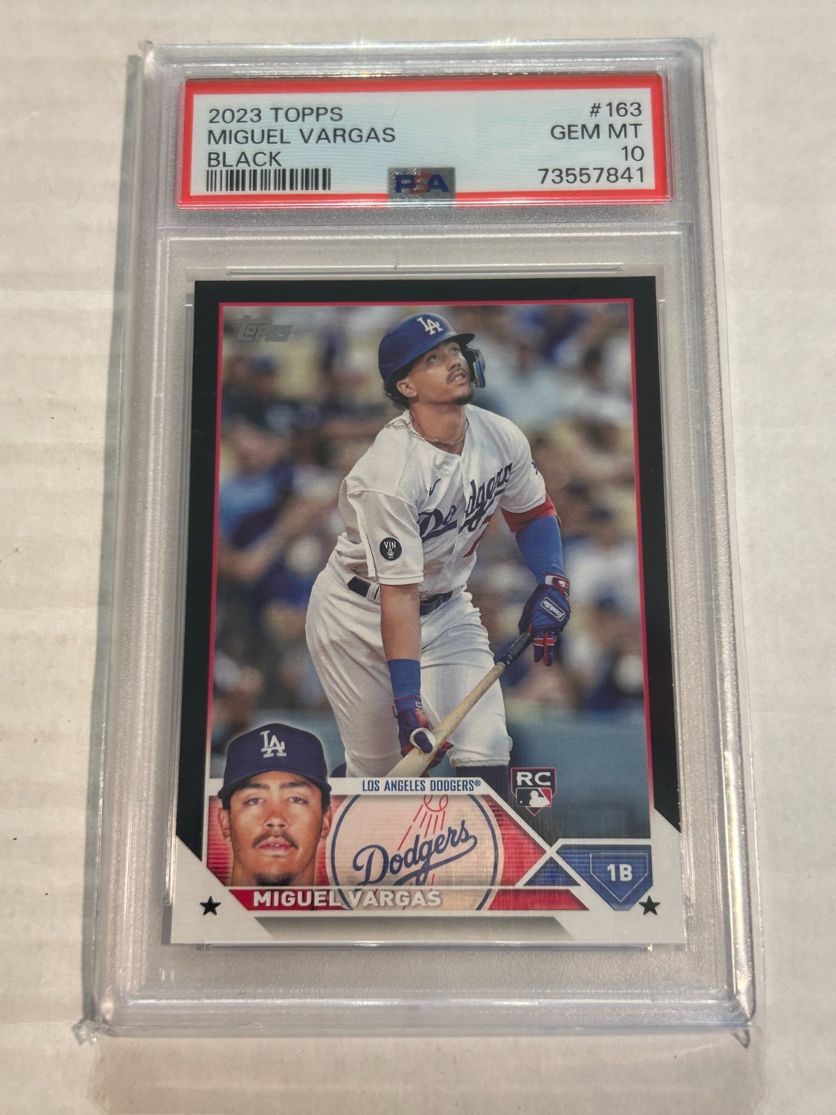 2023 TOPPS MIGUEL VARGAS 22/72 BLACK BORDER ROOKIE PSA 10 DODGERS LOW POP SP CS1