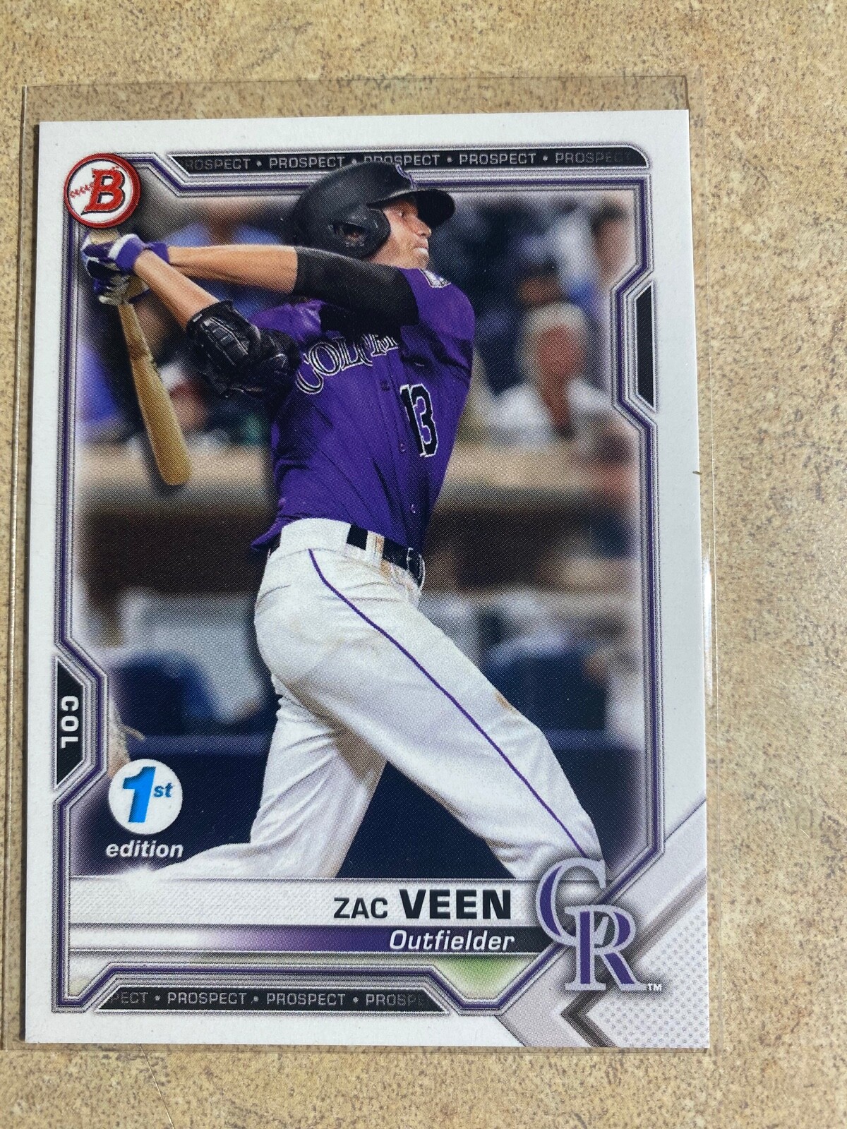 Zac Veen Bowman 2021 1st Edition, 2021 Chrome Futurist Insert Refractor, Rockies