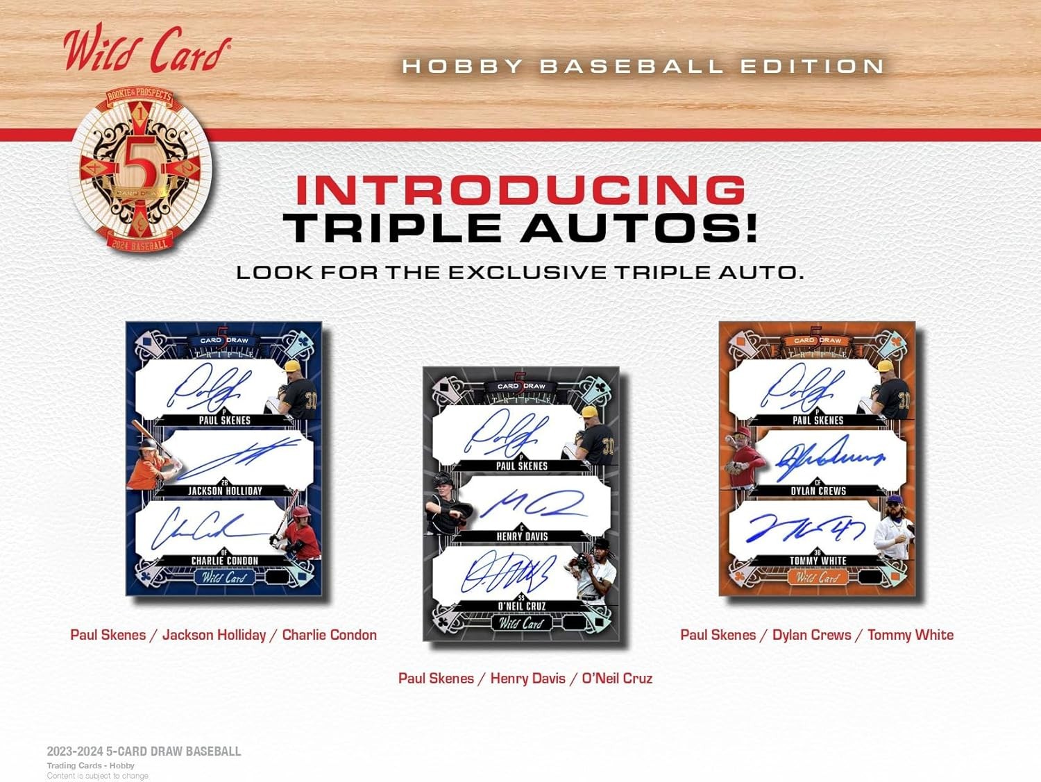 2024 Wild Card Baseball Five Card Draw Rookie & Prospects 5 Autograph Cards