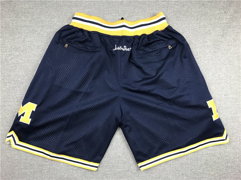 2 Colors Mens Michigan Wolverine Basketball Shorts Sport Shorts All Stitched