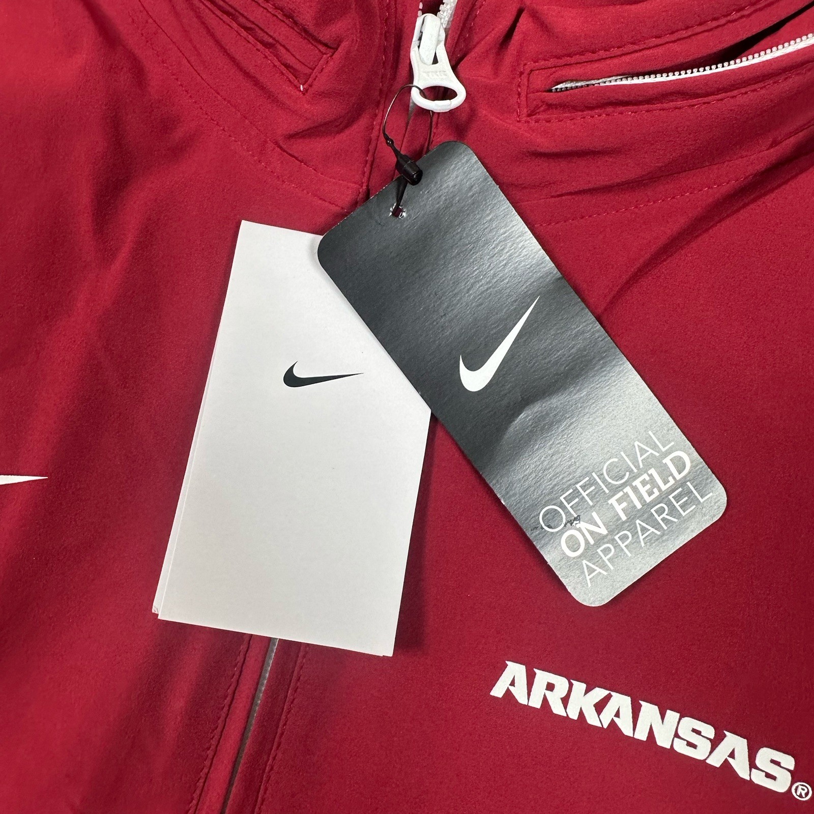 Nike Arkansas Razorbacks Jacket Mens Large Red On Field 1/4 Zip Hooded College