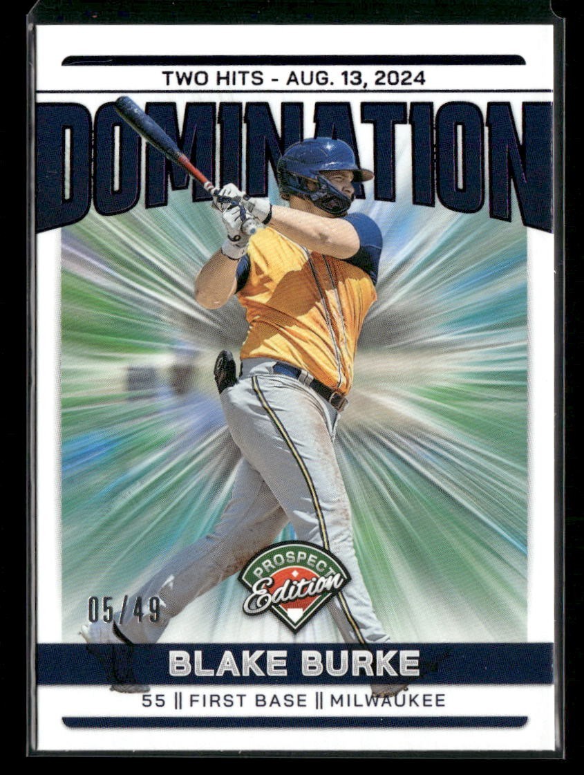 2024 Panini Prospect Edition Blake Burke Domination Purple Foil /49 RC #16