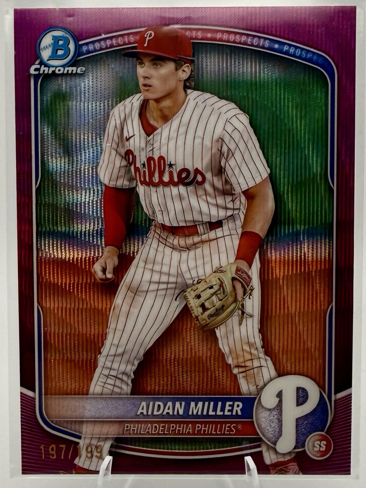 2025 BOWMAN CHROME PROSPECTS BCP54 AIDAN MILLER FUCHSIA REFRACTOR