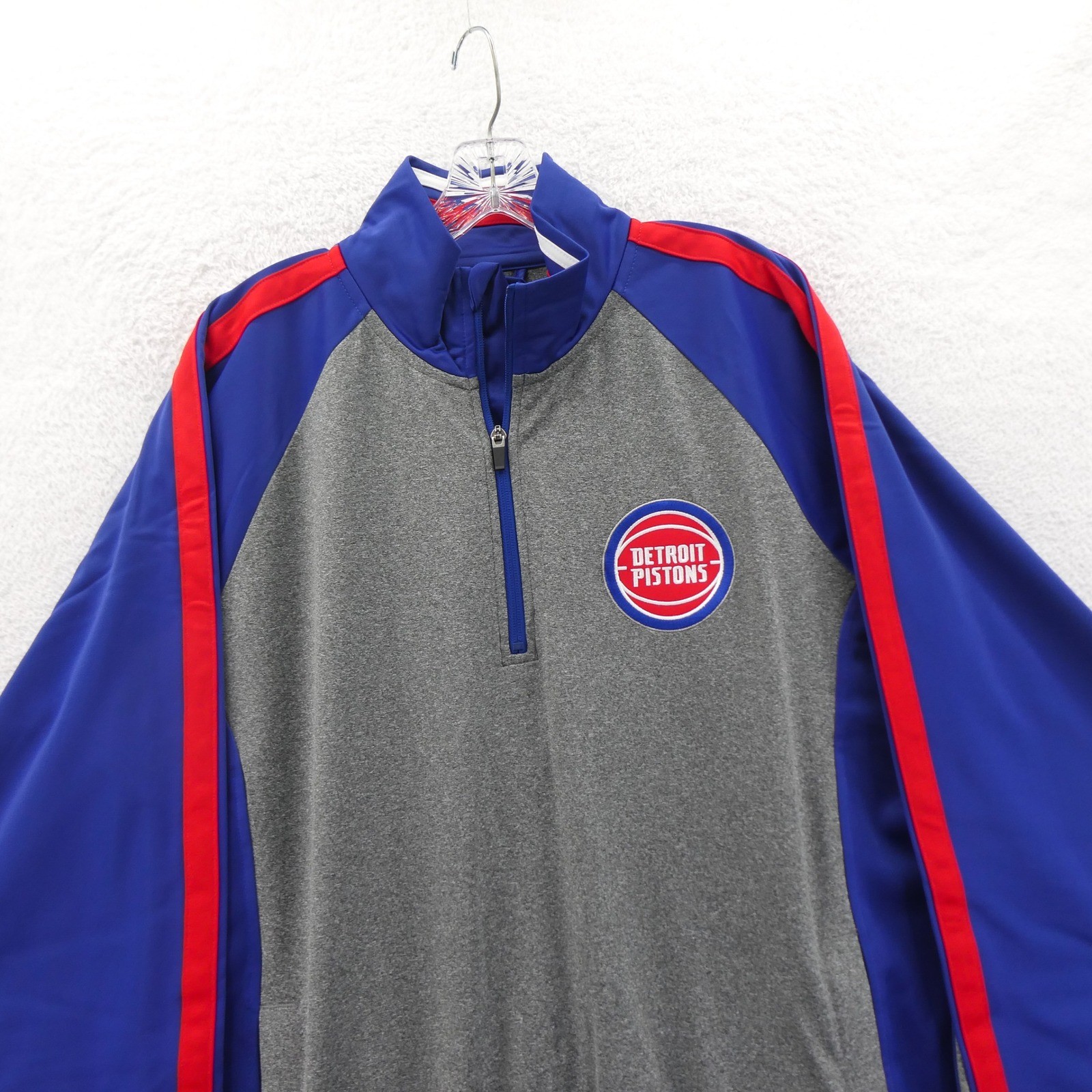 G-III Pullover Mens Large Detroit Pistons Blue Gray Vintage Y2K 1/4 Zip NBA Top